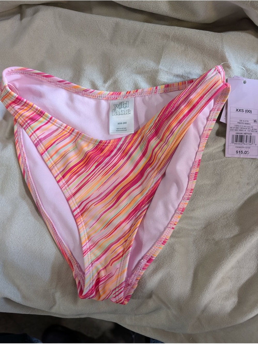 wild fable Pink & Yellow Striped Bikini Bottoms
